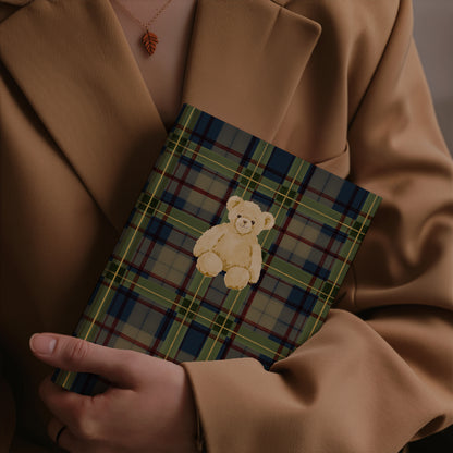 Green and Blue Plaid Journal with Teddy Bear Cover