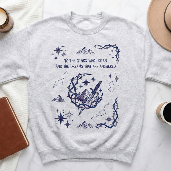 Celestial Vine Crescent Sweatshirt in Ash