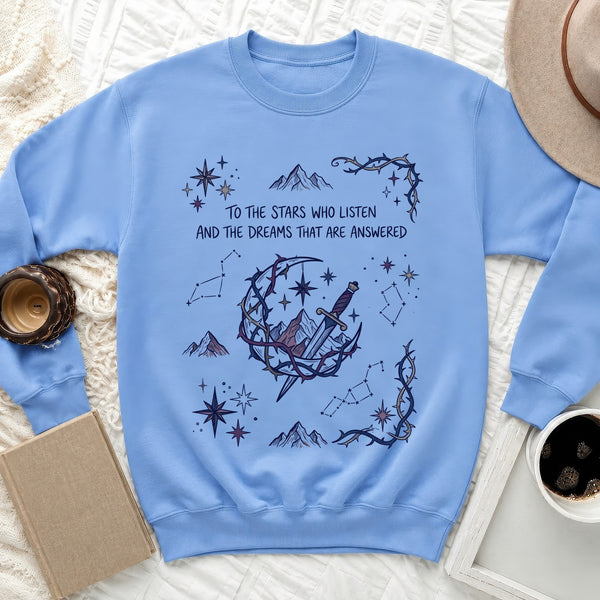 Celestial Vine Crescent Sweatshirt in Carolina Blue