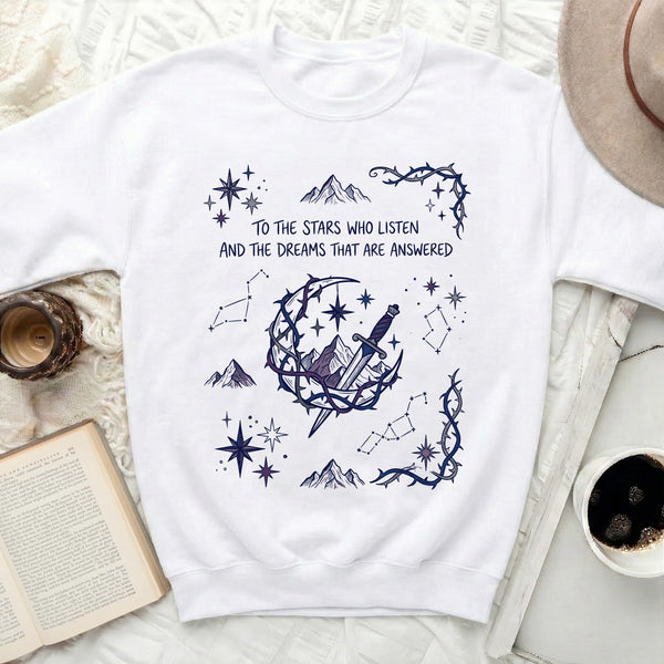 Celestial Vine Crescent Sweatshirt in White