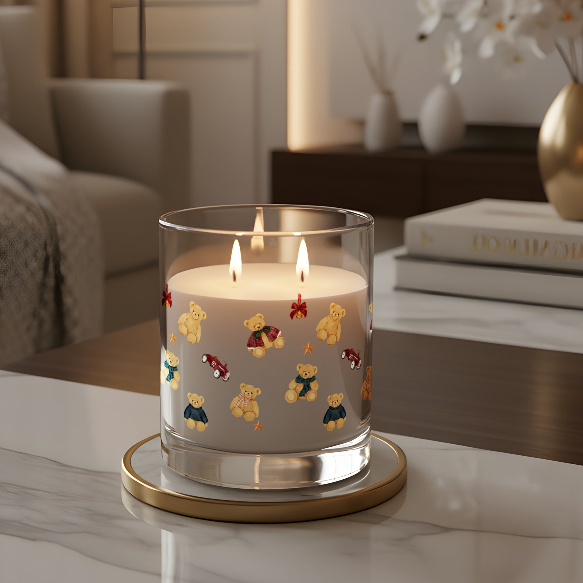 Adorable Teddy Bear Design Glass Candle product