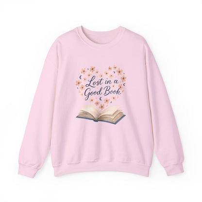 Cozy Sweatshirt with Lost in a Good Book Design