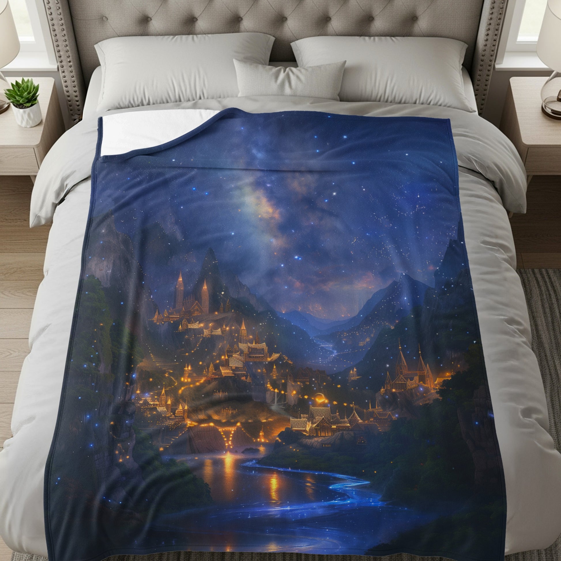 Enchanting Fantasy Night Scene Cozy Warm Blanket