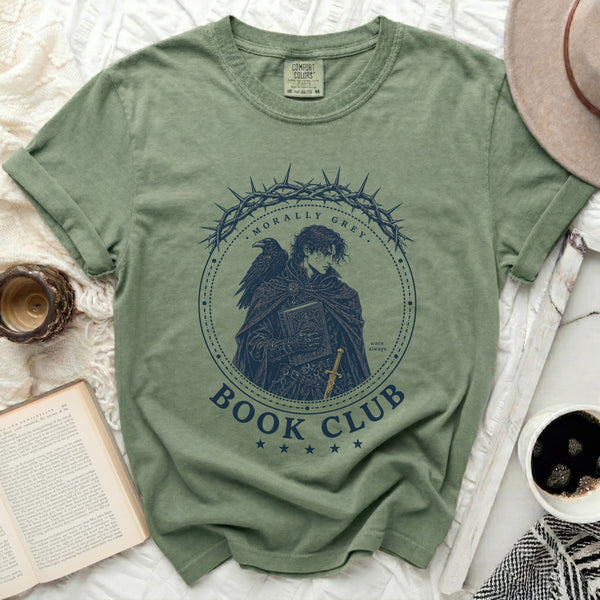 Morally Grey Book Club Shades of Story Tee in Moss