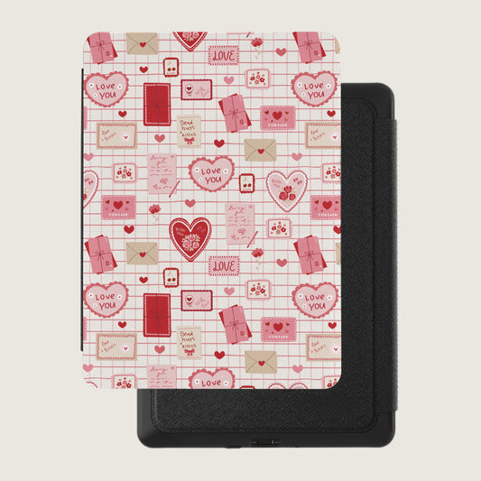 Romantic Love Letters Hearts Design Kindle Cover