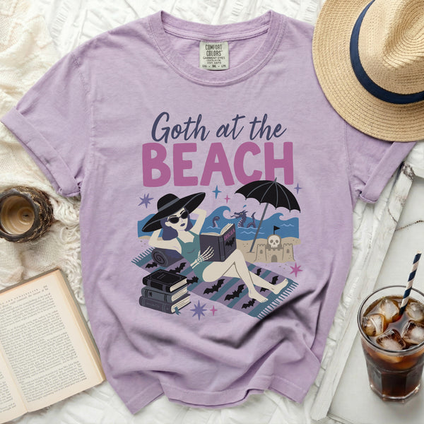 Goth at the Beach Shadows and Sunbeams Tee in Orchid