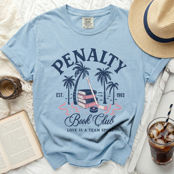 Penalty Book Club Hockey Love Tee in Chambray