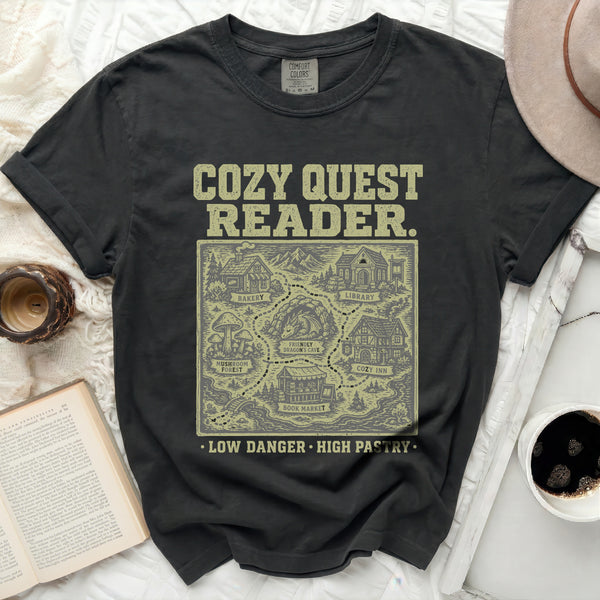 Cozy Quest Reader Map Tee in Black
