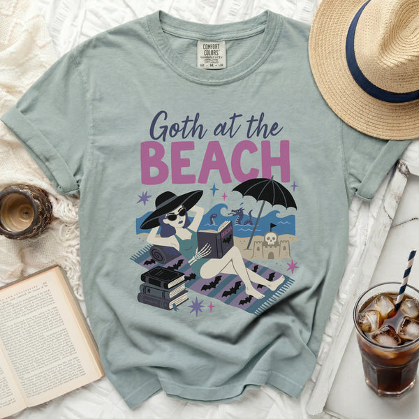 Goth at the Beach Shadows and Sunbeams Tee in Bay