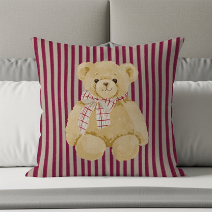 Adorable teddy bear striped throw pillow product