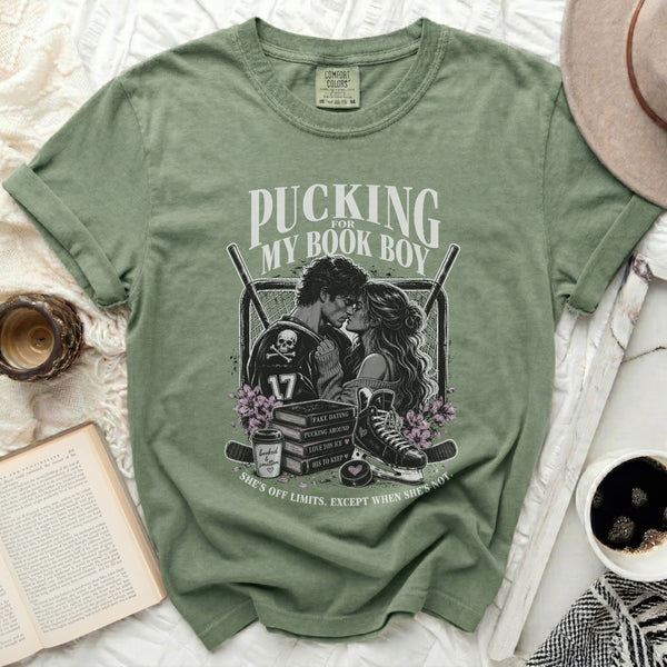Pucking For My Book Boy Tee in Moss