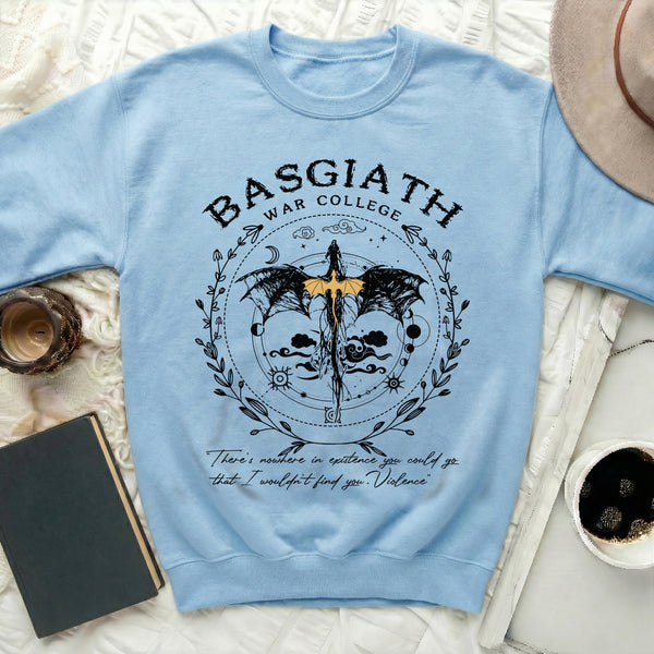 Basgiath War College Crest Sweatshirt in Light Blue