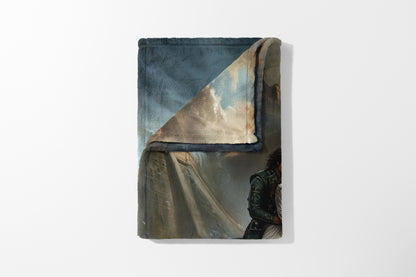 Medieval Warrior in Armor Dramatic Art Blanket