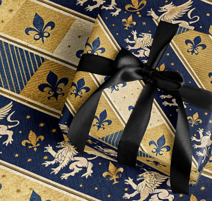 Regal Blue and Gold Wrapping Paper for Elegant Gifts