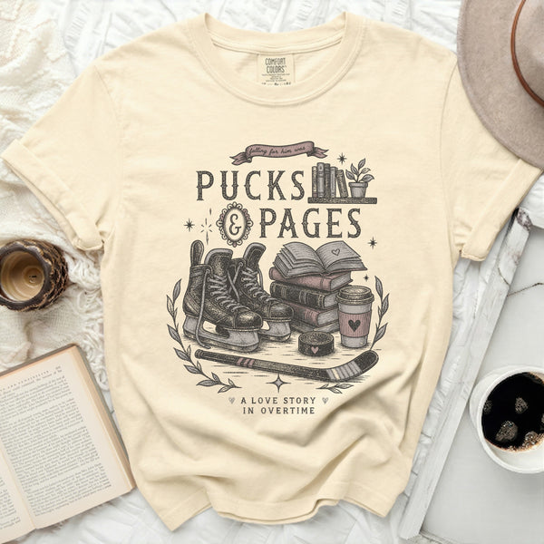 Pucks & Pages Love Story Tee in Ivory