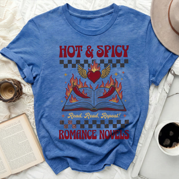 Hot & Spicy Romance Novels Tee in Heather True Royal
