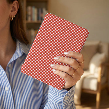 Red and White Checkered Pattern Tablet Cover