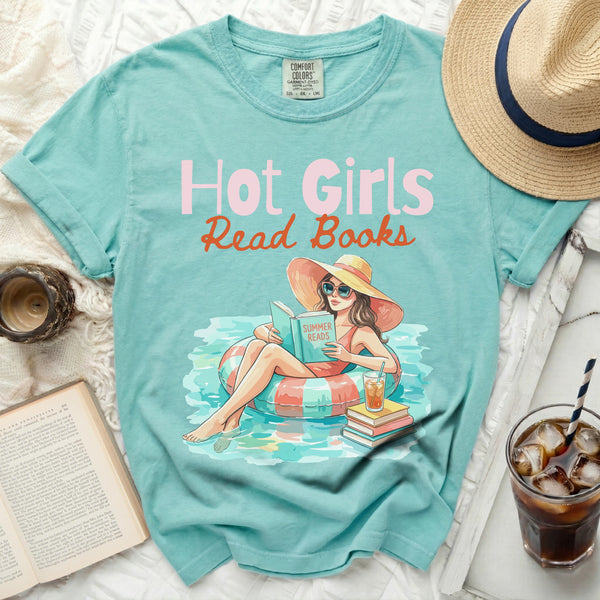 Hot Girls Read Books Tee in Island Reef