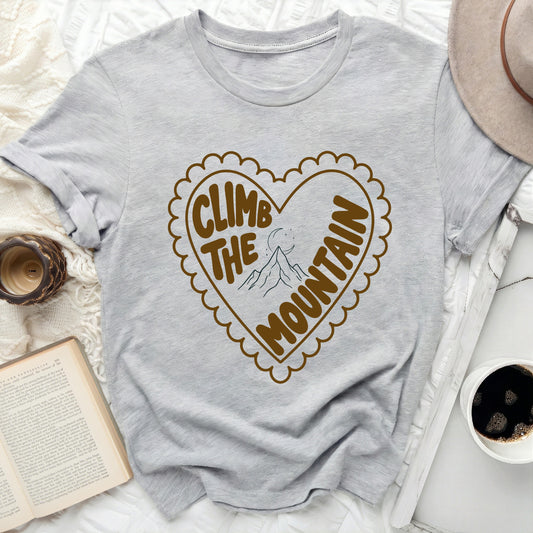 CLIMB THE MOUNTAIN Adventure Heart Graphic product type

Climb Mountain
Mountain Design
Adventure Graphic
Outdoor Theme
Nature Lover
Hiking Apparel
Explorer Spirit
Heart Symbol
Inspirational Quote
Landscape Art
Moon Stars
Gray Shirt
Graphic Tee
Unique Design
Travel Lifestyle
Summit Goal
Explore More
Wanderlust Style
Positive Vibe
Outdoors Adventure