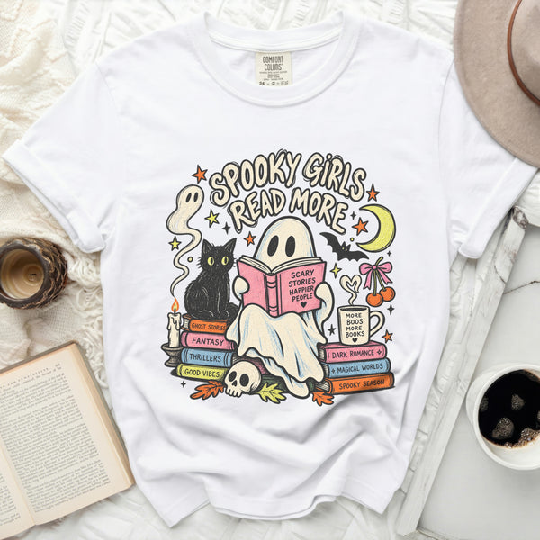 Spooky Girls Read Tee in White