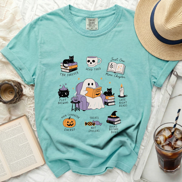 Cozy Ghostly Reads Tee in Island Reef