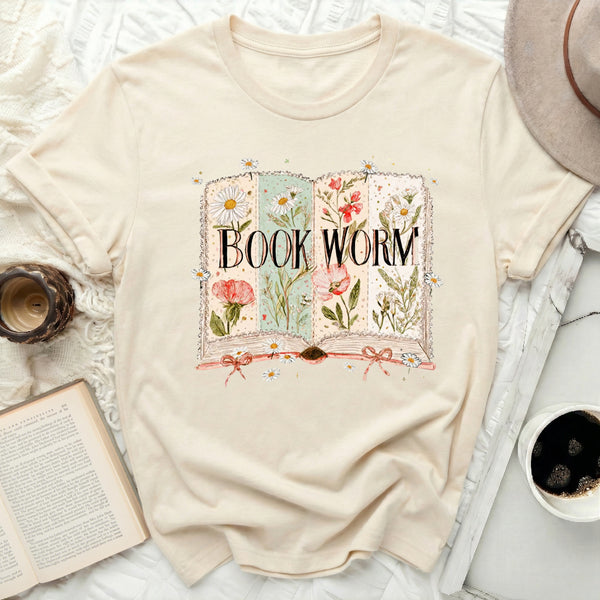 Vintage Book Worm Tee in Natural