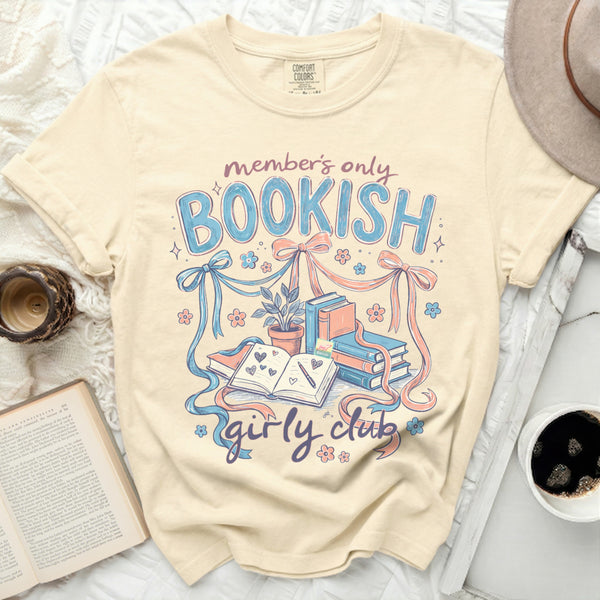Member's Only Bookish Girly Club Tee in Ivory