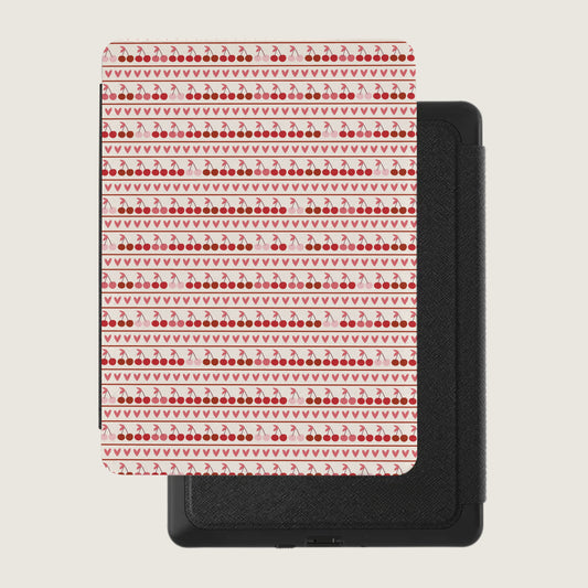 Cherry Hearts Pattern E-Reader Case Cover