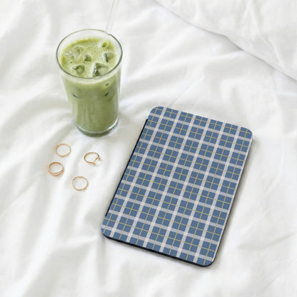 Blue Tartan Checked Pattern Decorative Makeup Mirror