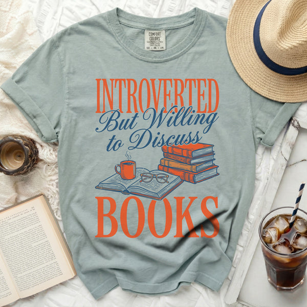 Introverted Book Lover Tee in Bay