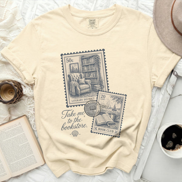 Literary District Stamp Tee in Ivory