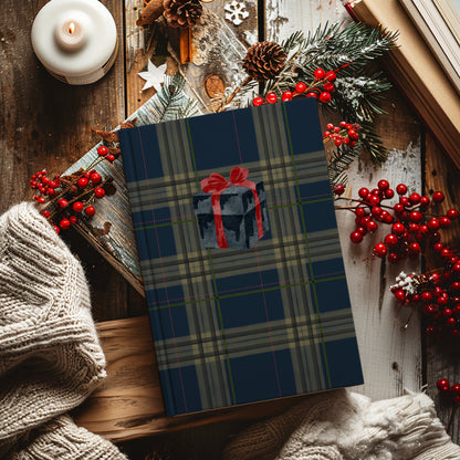 Blue Plaid Journal with Gift Design for Holiday Season