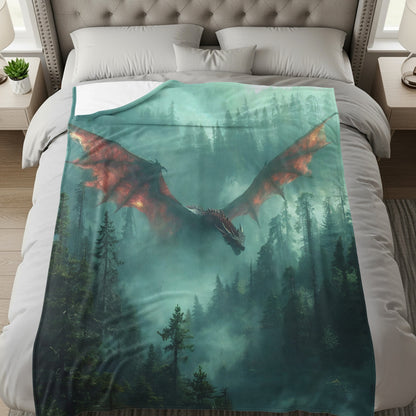 Mystical Dragon in Enchanted Forest Artwork Blanket