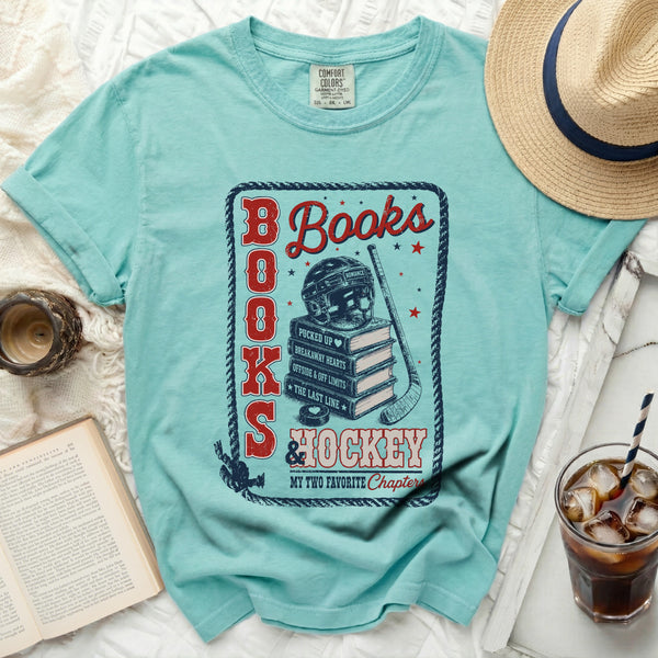 Books & Hockey Chapters Tee in Island Reef