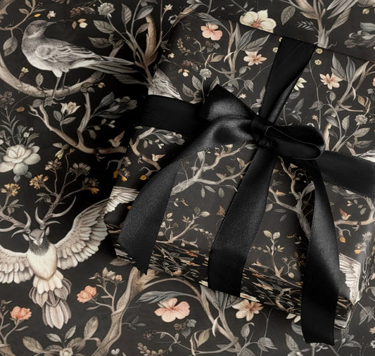 Elegant Vintage Bird and Floral Gift Wrapping Paper