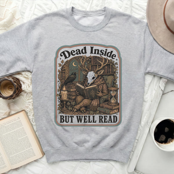 Dead Inside But Well Read Sweatshirt in Sport Grey