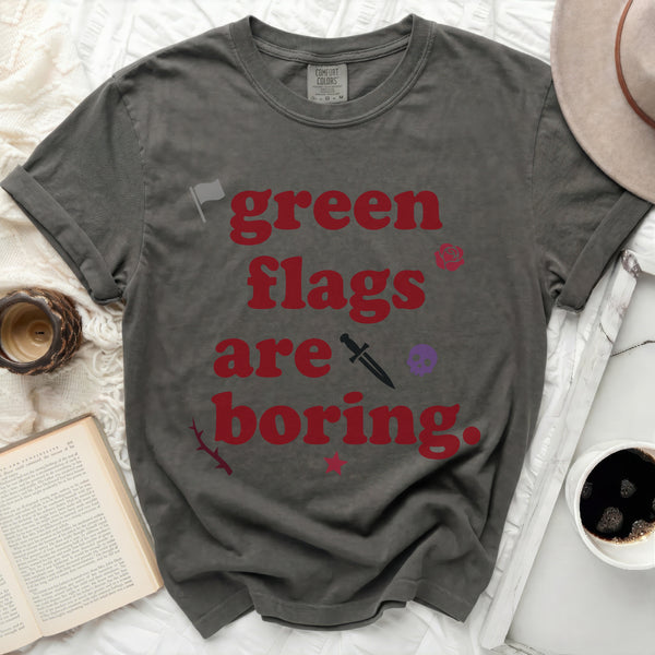 Green Flags Are Boring Tee in Pepper