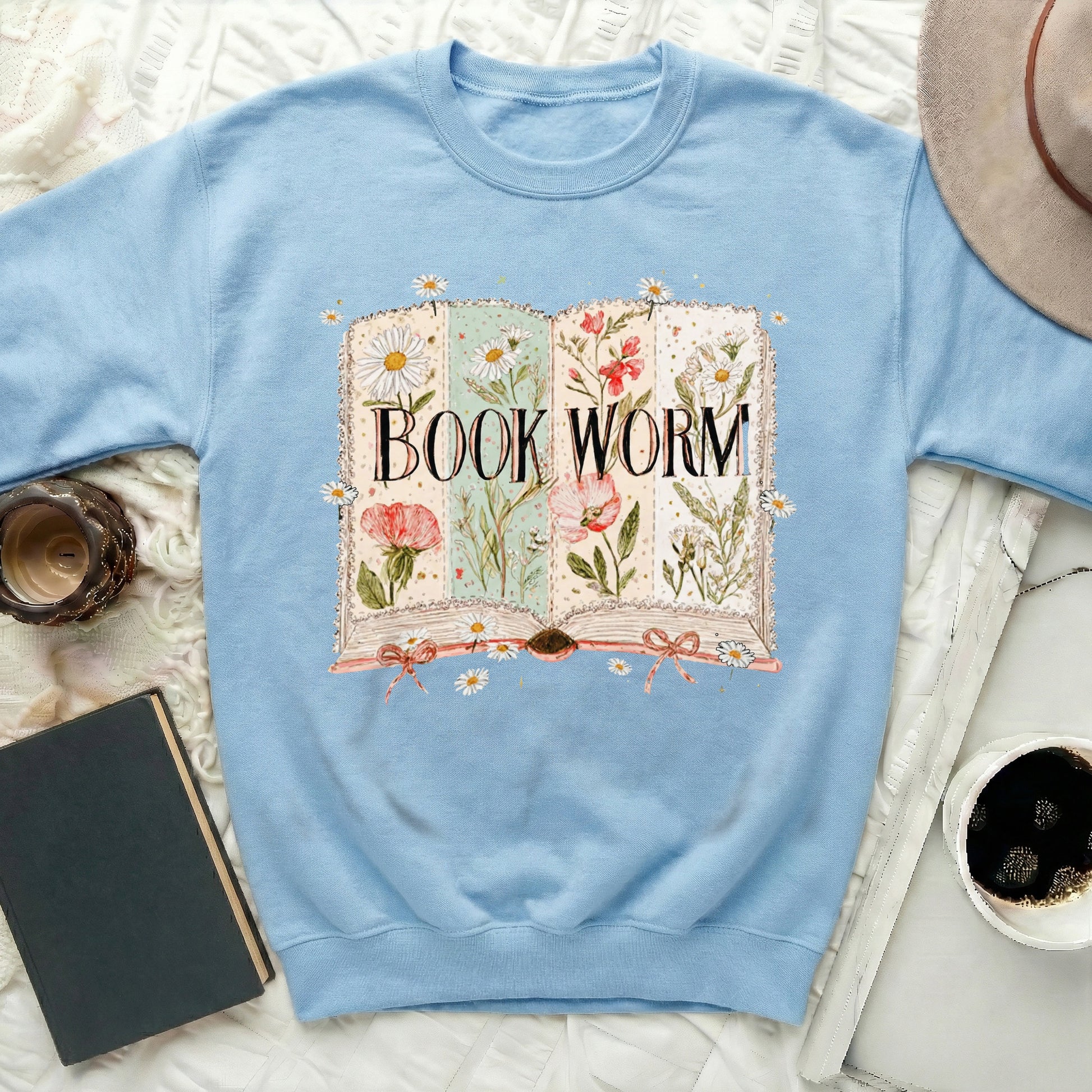 Book Worm Floral Sweatshirt Cozy Pullover Reading Product