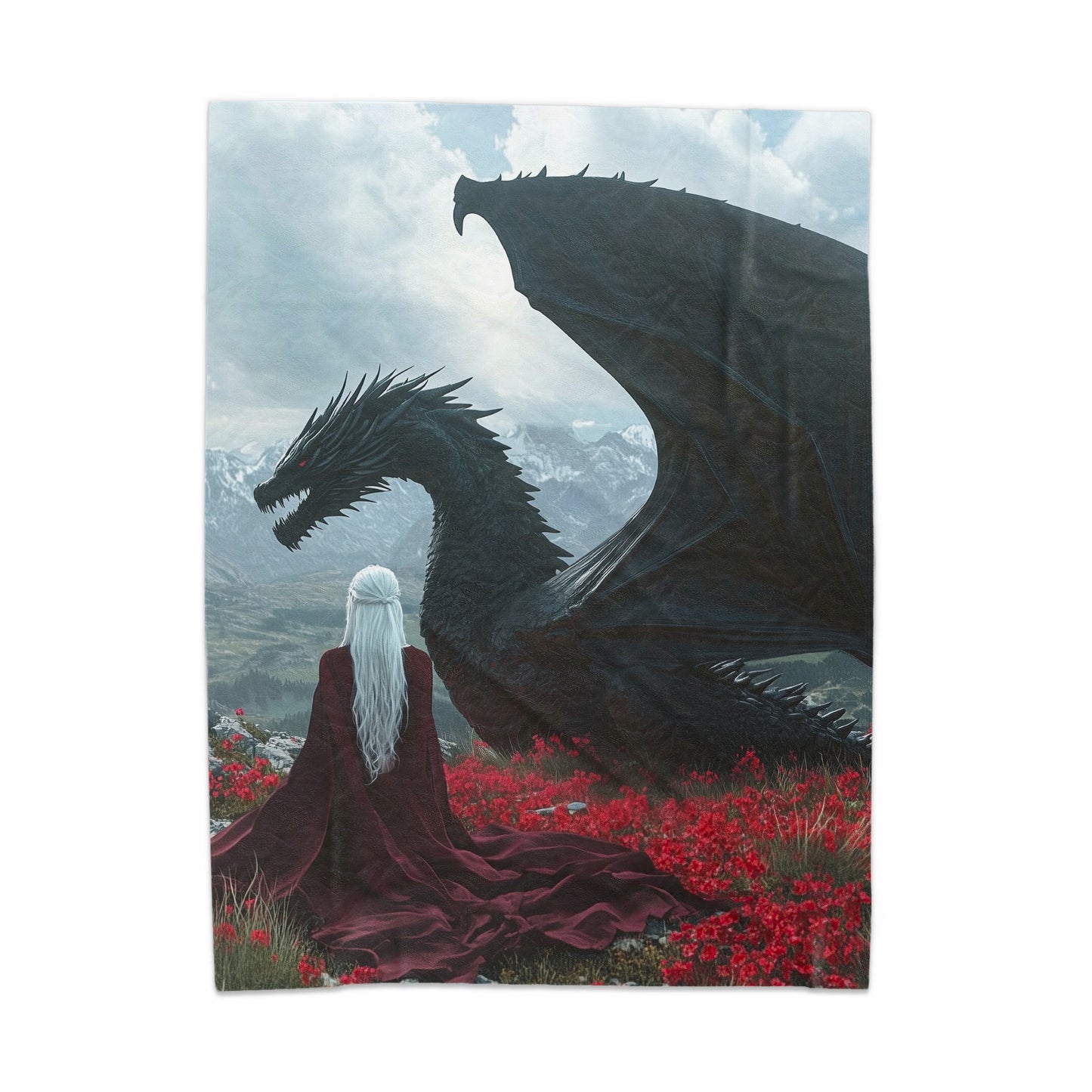 Majestic Dragon Overlooking Landscape Blanket