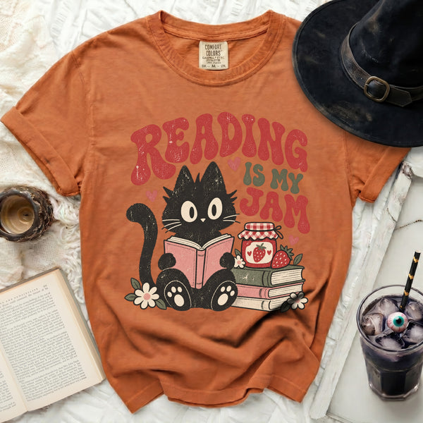 Reading Jam Cat Tee in Yam