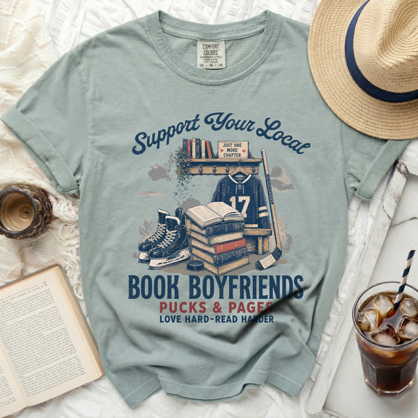 Local Book Boyfriends & Pucks Tee in Bay