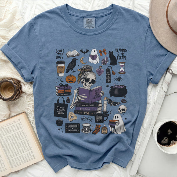 Gothic Reader Tee in Blue Jean