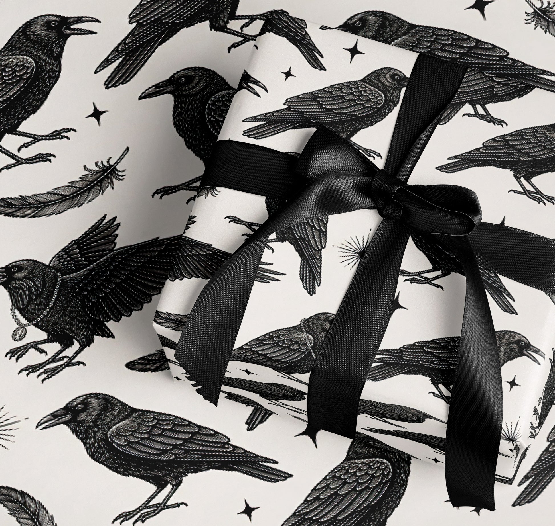 Elegant Raven Themed Gift Wrapping Paper Sheets