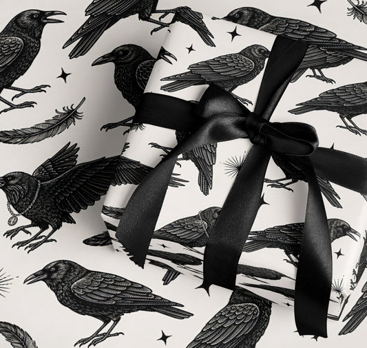 Elegant Raven Themed Gift Wrapping Paper Sheets
