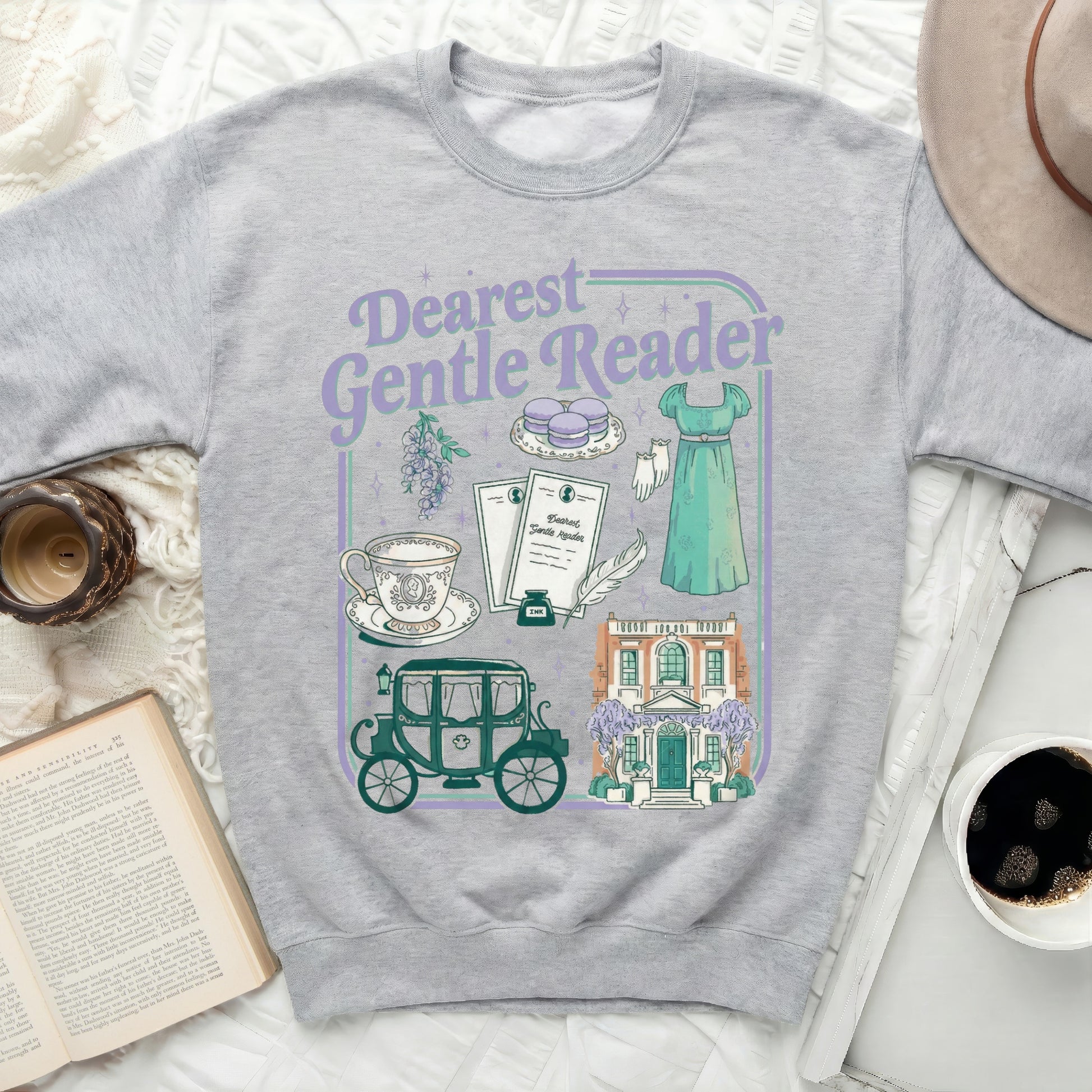Dearest Gentle Reader Graphic Sweatshirt for Book Lovers