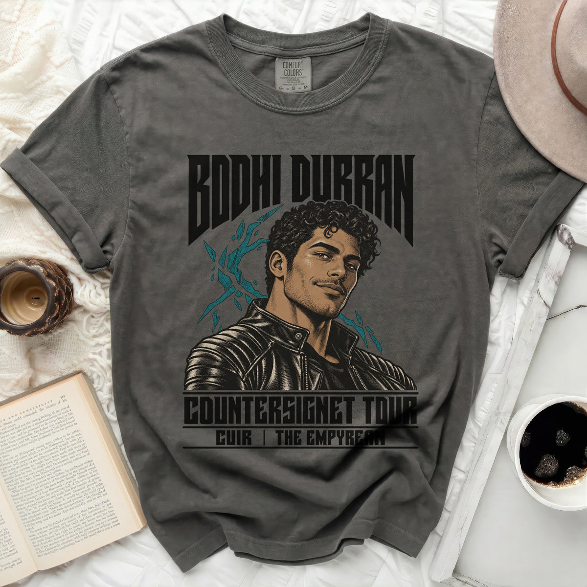 T-shirt featuring Bodhi Durran art and "Countersignet Tour" text.