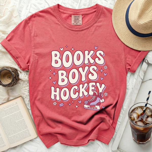 Books Boys Hockey Tee in Watermelon