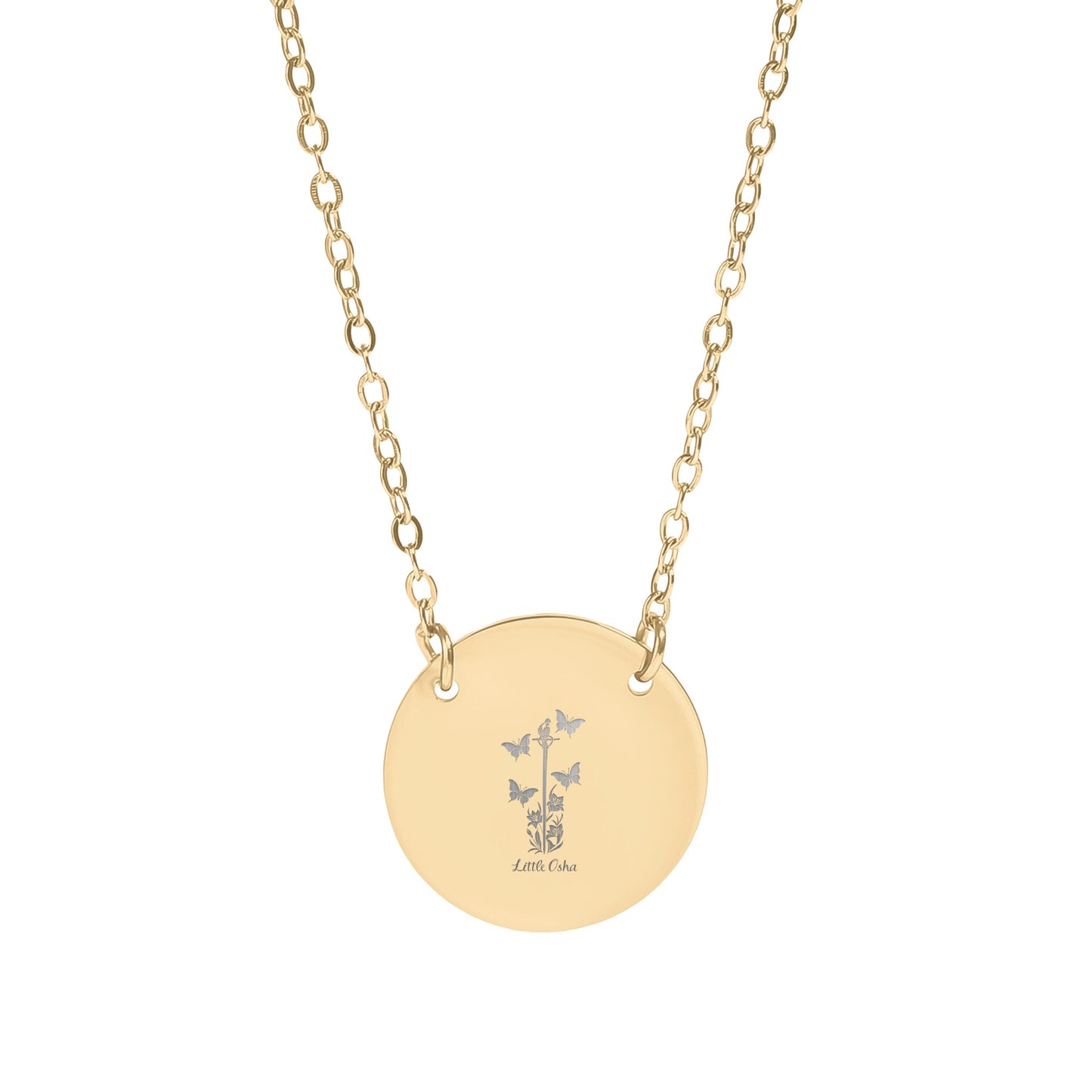 Elegant Round Pendant Necklace with Butterfly Design