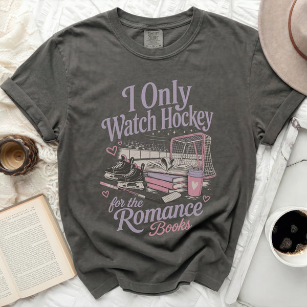 I Only Watch Hockey for Romance Tee in Pepper
