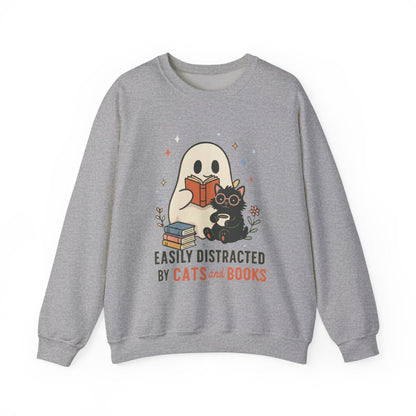 Easily Distracted by Cats and Books Sweatshirt